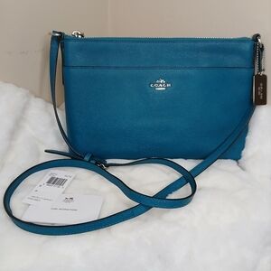 COACH Teal Pebbled Leather Crossbody Bag
